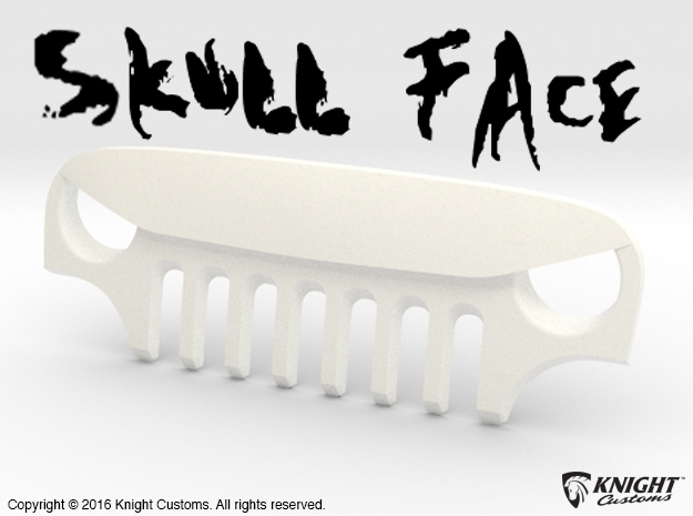 AJ40010 Skull Face Grill ONLY in White Processed Versatile Plastic