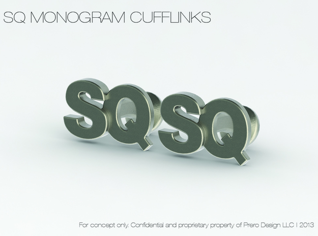 Monogram Cufflinks SQ in Polished Silver