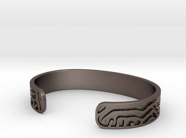 Diffusion Cuff in Polished Bronzed Silver Steel: Small