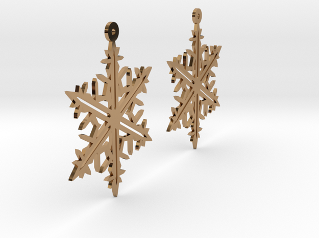 Snowflake Earring Model B in Polished Brass