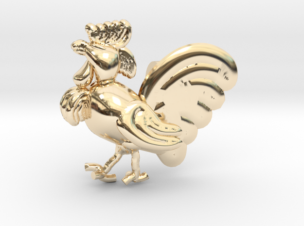 Rooster-Zodiac Pendant in 14k Gold Plated Brass