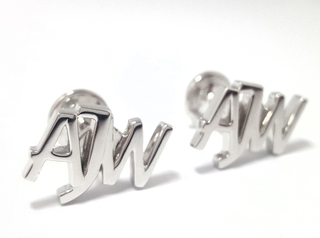 Personalised monogrammed cufflinks in Polished Silver