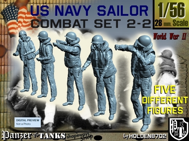 1-56 US Navy Sailors Combat SET 2-2 in Tan Fine Detail Plastic