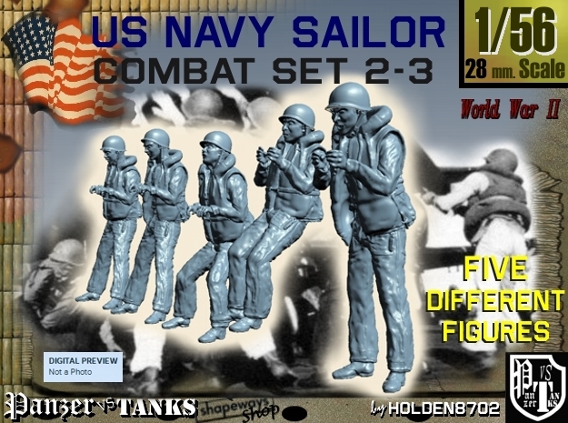 1-56 US Navy Sailors Combat SET 2-3 in Tan Fine Detail Plastic