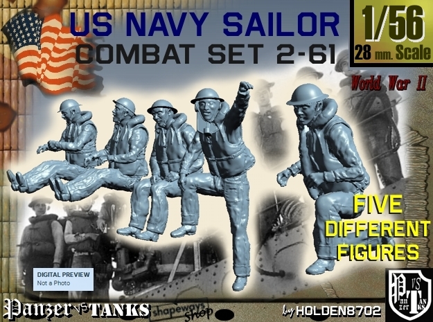 1-56 US Navy Sailors Combat SET 2-61 in Tan Fine Detail Plastic