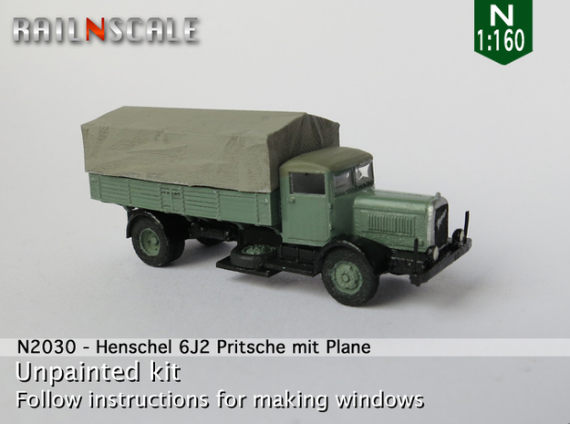 Henschel 6J2 Pritsche mit Plane (N 1:160) in Tan Fine Detail Plastic