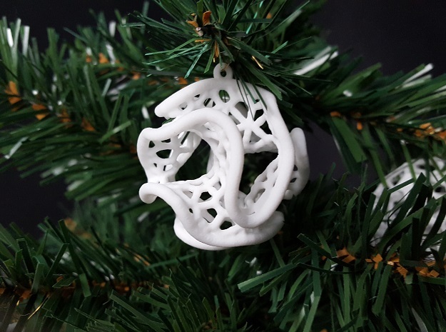 Minimal Surface Christmas Bauble in White Natural Versatile Plastic