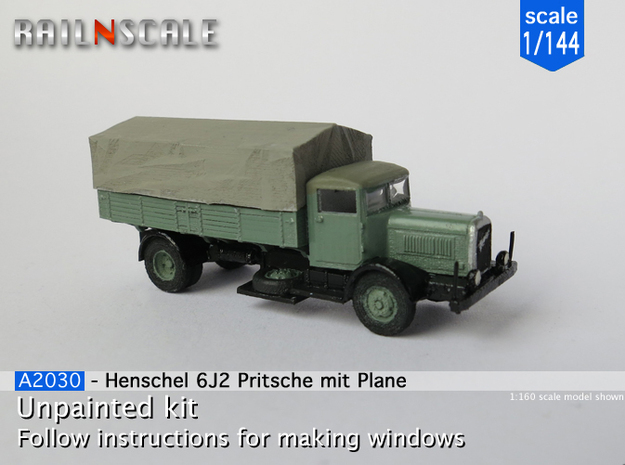Henschel 6J2 Pritsche mit Plane (1/144) in Gray Fine Detail Plastic