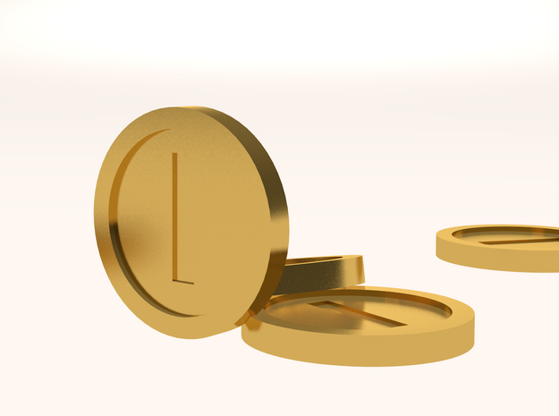 Mario Coin in Polished Gold Steel
