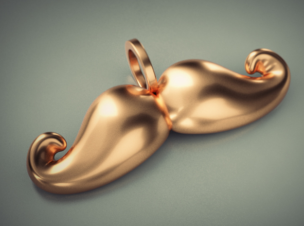 Mustache Pendant v2 in Polished Brass
