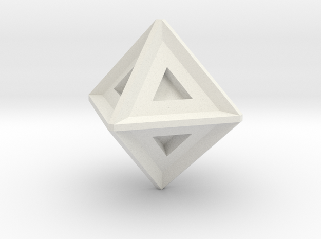 Octahedron in White Natural Versatile Plastic: Small