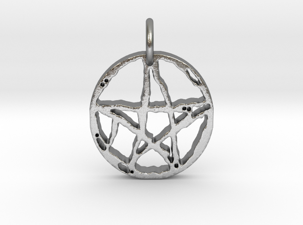 Rugged Pentacle 1 Keychain by Gabrielle in Natural Silver