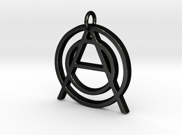 Monogram Initials OOA Pendant  in Matte Black Steel
