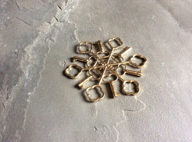 Snowflake Key Decoration in Natural Brass