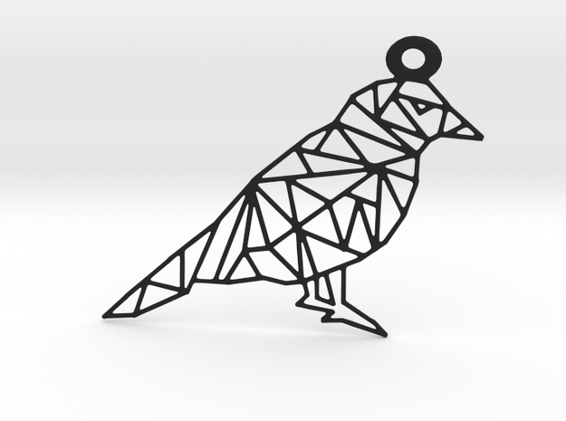 Bird Pendant in Black Natural Versatile Plastic