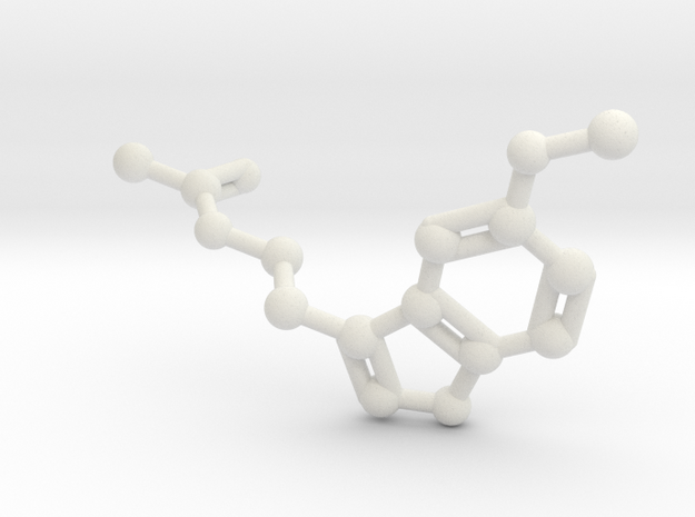 Melatonin Molecule Keychain in White Natural Versatile Plastic