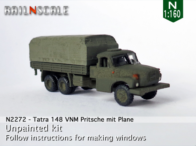 Tatra 148 VNM Pritsche mit Plane (N 1:160) in Tan Fine Detail Plastic