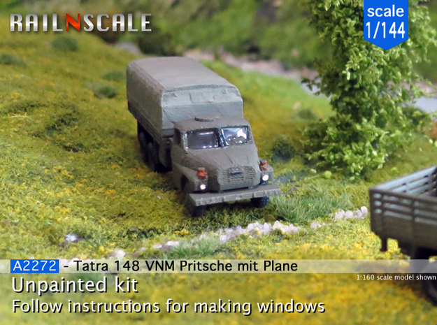 Tatra 148 VNM Pritsche mit Plane (1/144) in Gray Fine Detail Plastic