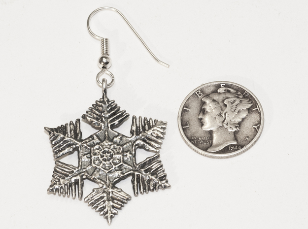 Snowflake Earrings - style H in Natural Silver