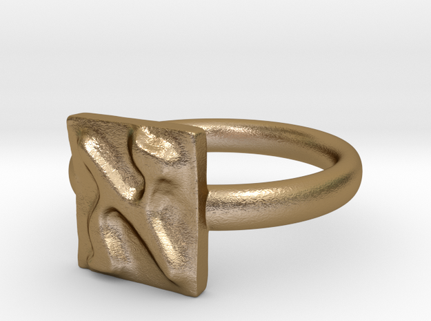 01 Alef Ring in Polished Gold Steel: 7 / 54