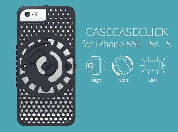 for iPhone 5SE - 5s - 5 : cel : CASECASE CLICK  in Black Natural Versatile Plastic