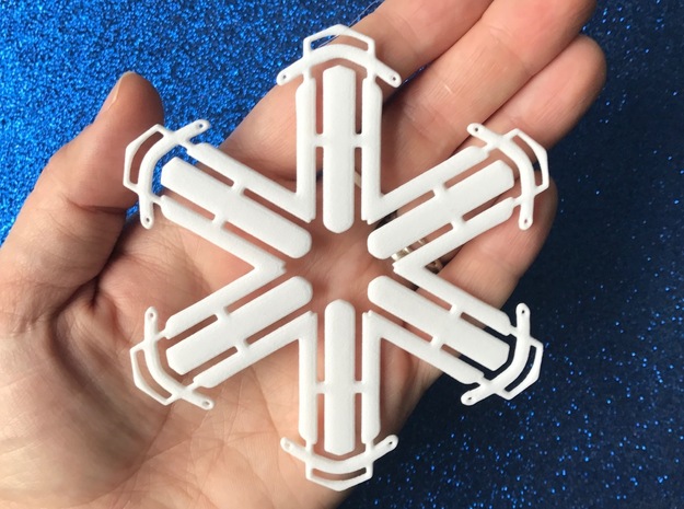 Sled Snowflake Ornament in White Natural Versatile Plastic