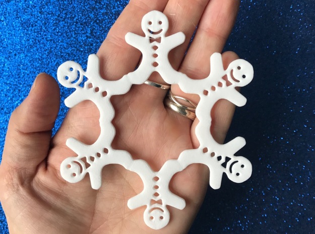 Gingerbread Man Snowflake Ornament in White Natural Versatile Plastic