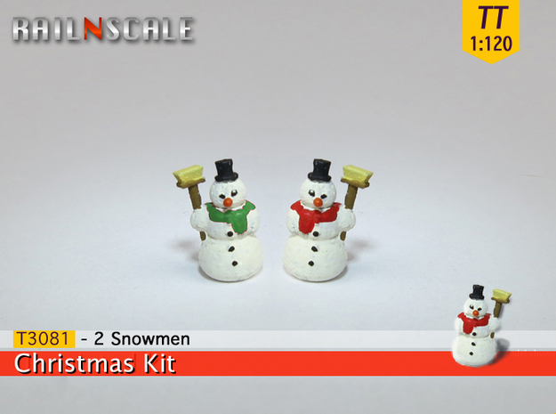 2 Snowmen (TT 1:120) in Tan Fine Detail Plastic