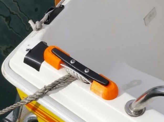 Cleat Shield protector for boats in Orange Processed Versatile Plastic