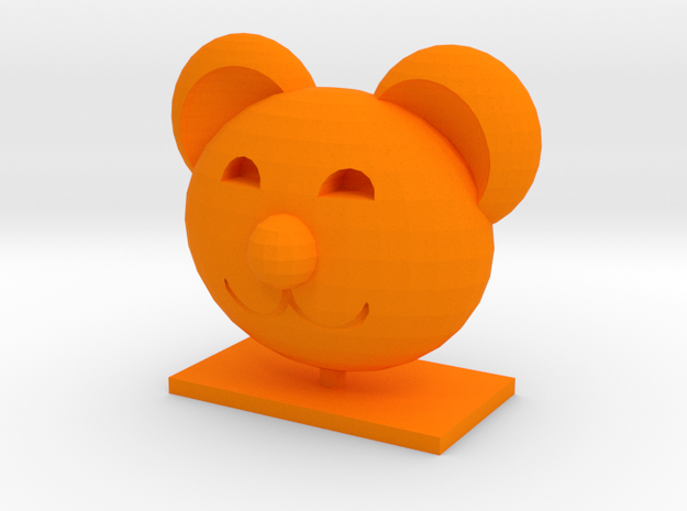 Teddy Bear Head in Orange Processed Versatile Plastic