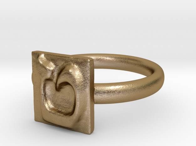 09 Tet Ring in Polished Gold Steel: 7 / 54