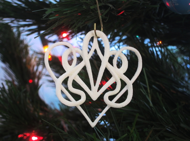 Christmas Ornament Deco Heart  in White Natural Versatile Plastic