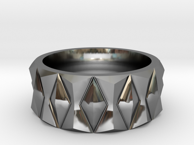 Diamond Ring V3 in Fine Detail Polished Silver