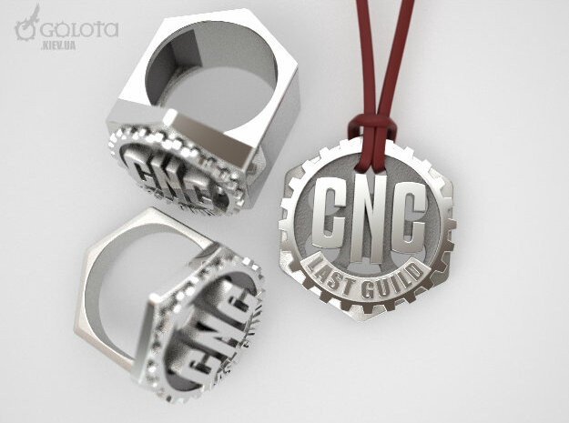 CNC Guild Pendant and pin badge in Natural Silver