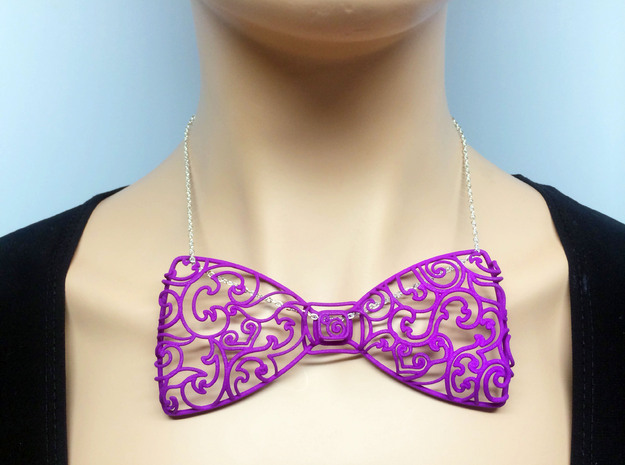Victorian Vines Bow Tie in Purple Processed Versatile Plastic
