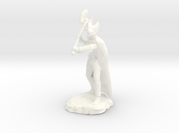 Dragonborn Ranger With Cape and Axe in White Processed Versatile Plastic