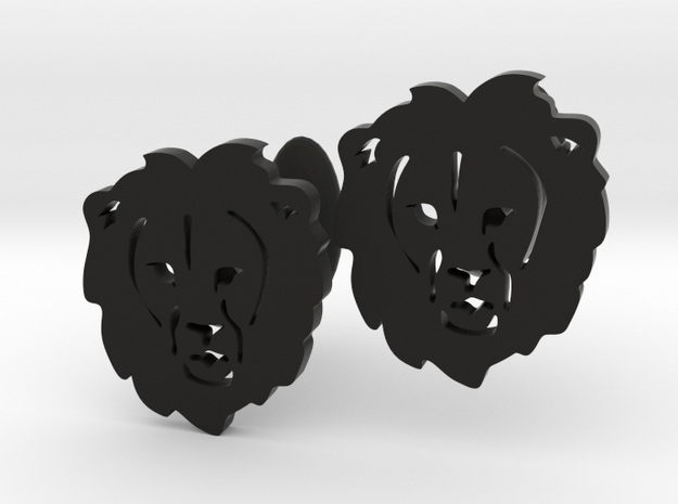 Lion Cufflinks in Black Natural Versatile Plastic