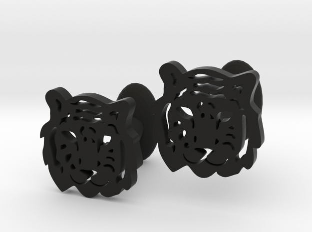 Tiger Cufflinks in Black Natural Versatile Plastic