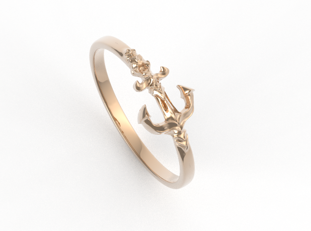 Anchor Of Hope Ring  in 14k Rose Gold Plated Brass: 6 / 51.5