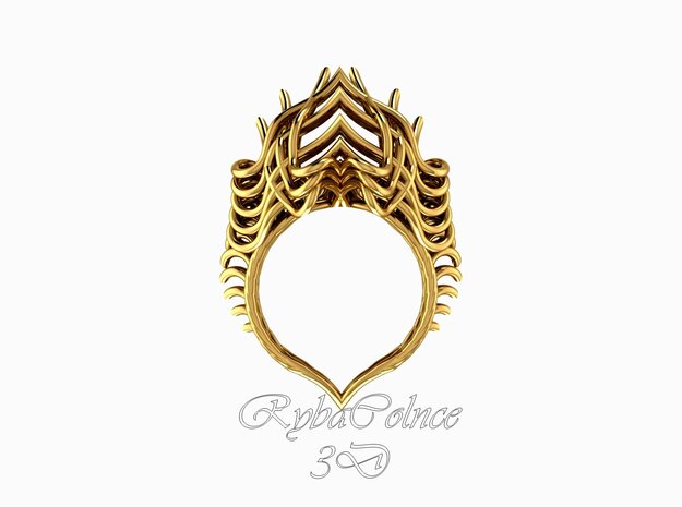 Ring The Lotus Flower Tower  in 14k Gold Plated Brass
