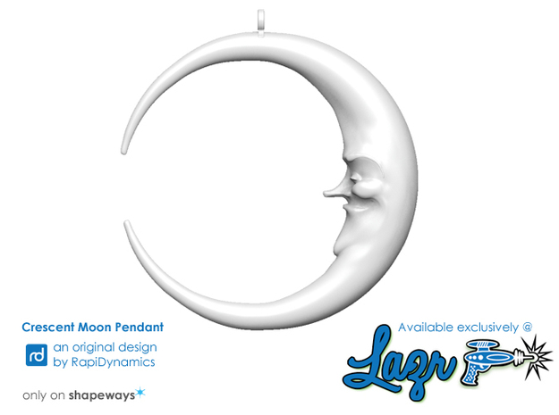Crescent Moon Pendant in White Natural Versatile Plastic