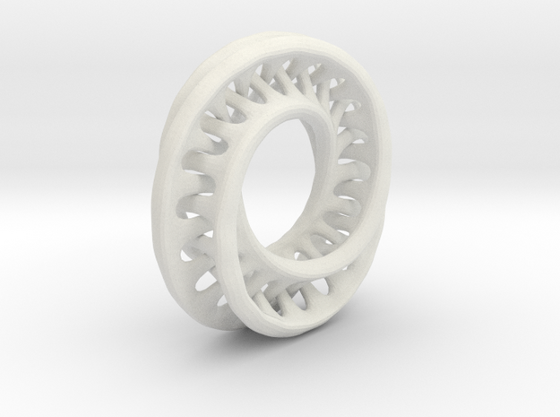 1 Inch Interconnected Moebius in White Natural Versatile Plastic