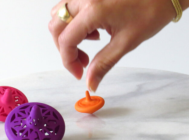 Tiny Spin Top  in Orange Processed Versatile Plastic