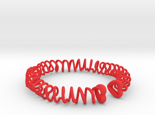 Heart Spring Bracelet Twirl in Red Processed Versatile Plastic