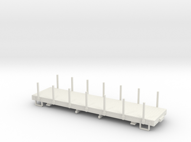 Sn3 28ft flatcar with stakes  in White Natural Versatile Plastic