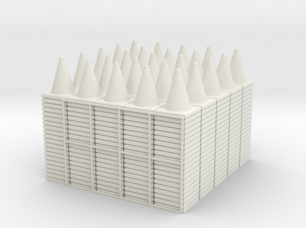 500 Traffic Cones (Stackable), 1/32 in White Natural Versatile Plastic