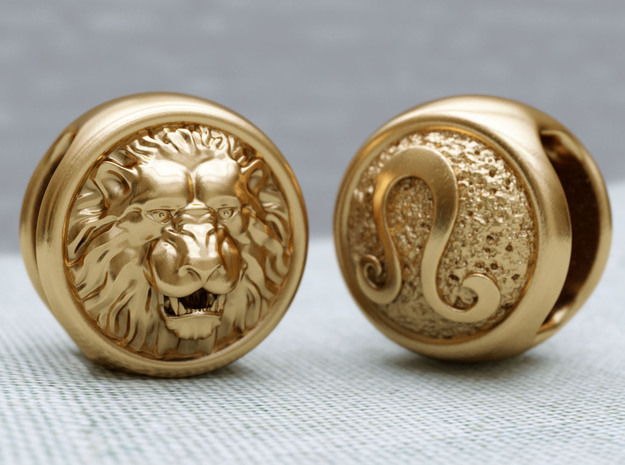 Zodiac Lion (charms) in Polished Brass