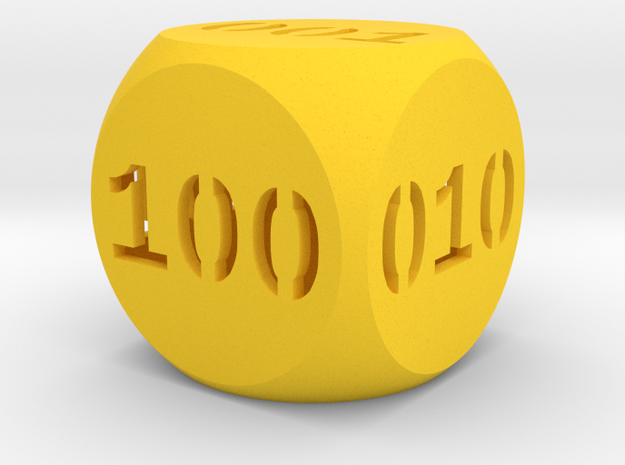 Programmer's dice in Yellow Processed Versatile Plastic