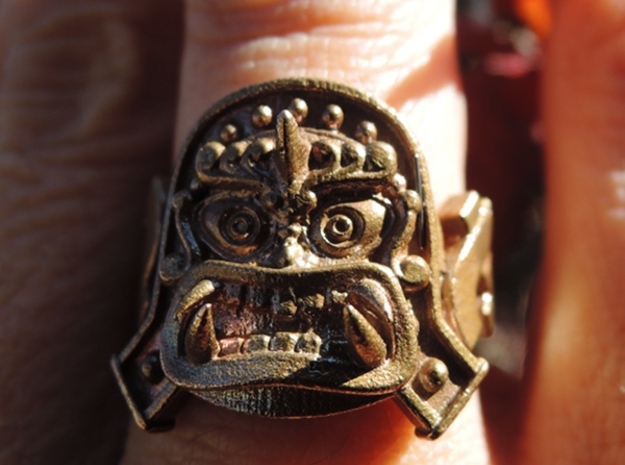 Oni-Gawara Ring in Polished Bronze