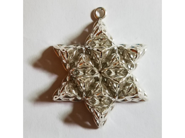 Flower of Life TetraStar 1.5" in Polished Silver